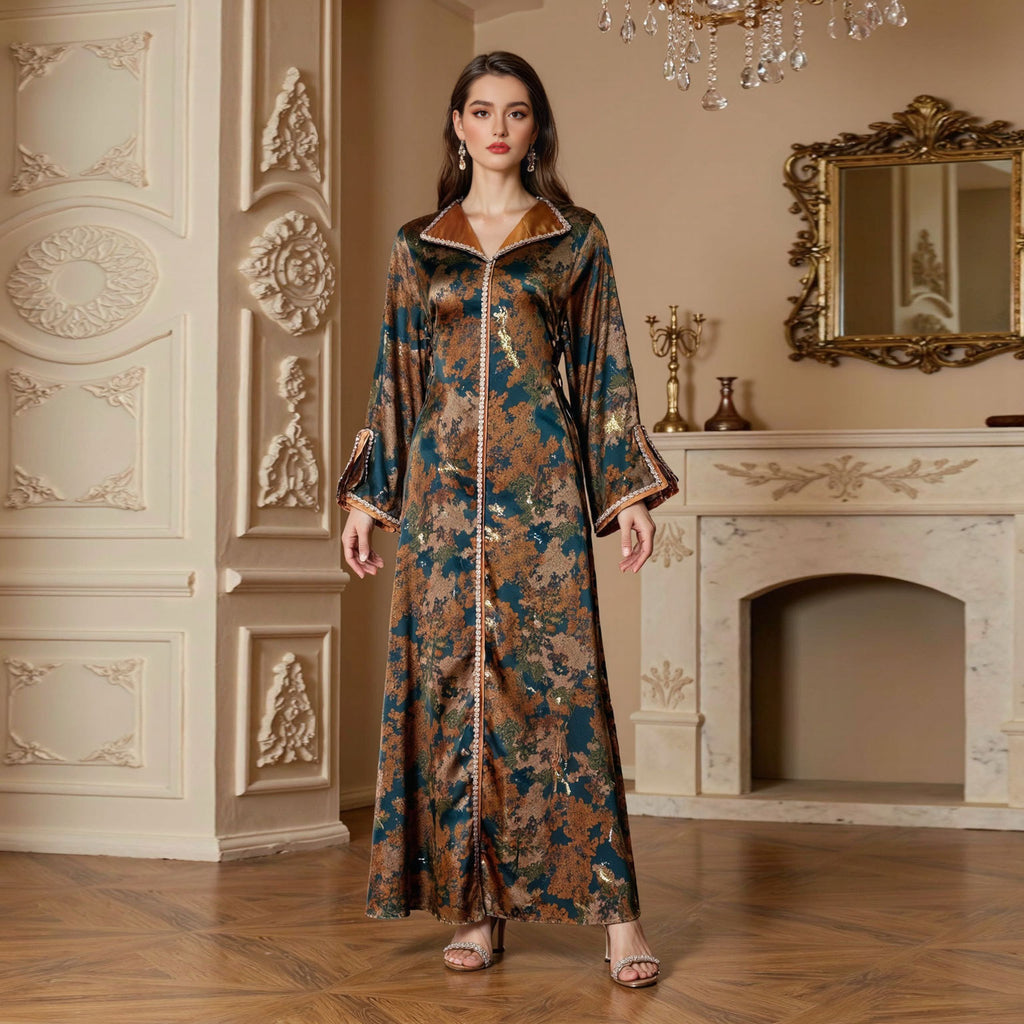 Beaded Print Maxi Dress