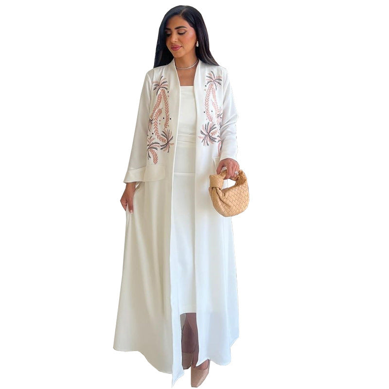 Embroidered Long Cardigan
