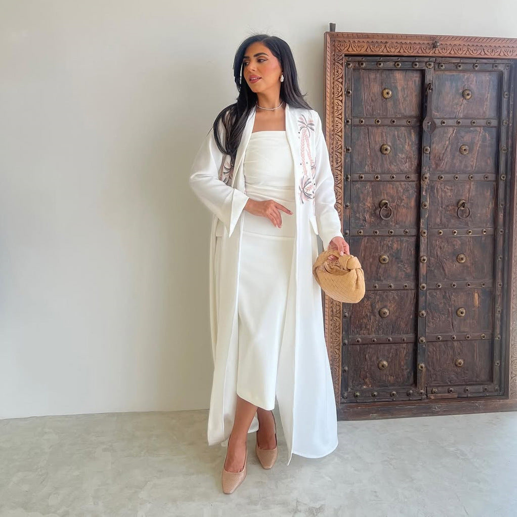 Embroidered Long Cardigan