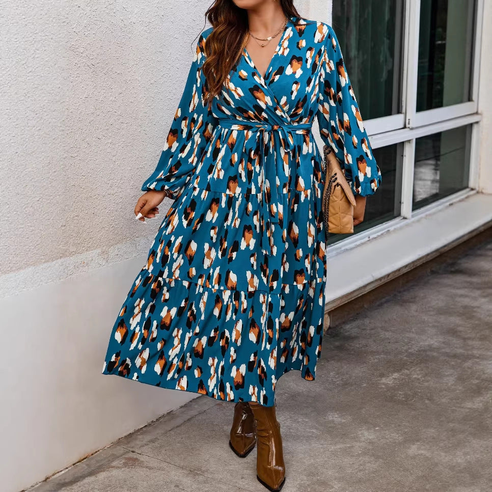 Printed V-Neck Maxi Dress
