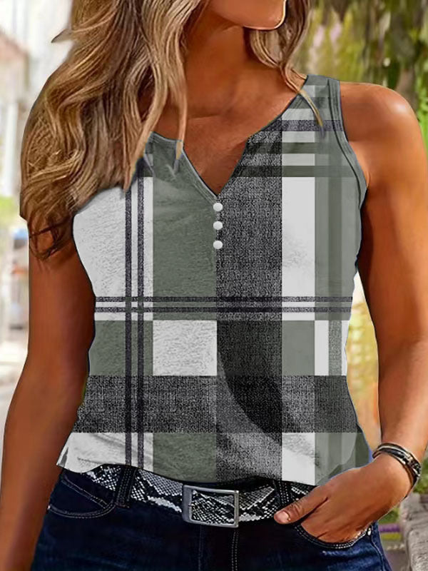 Checkered Color Block Tank