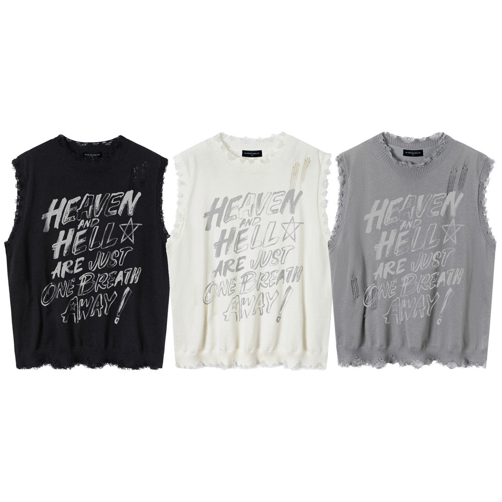 Distressed Frayed Vest