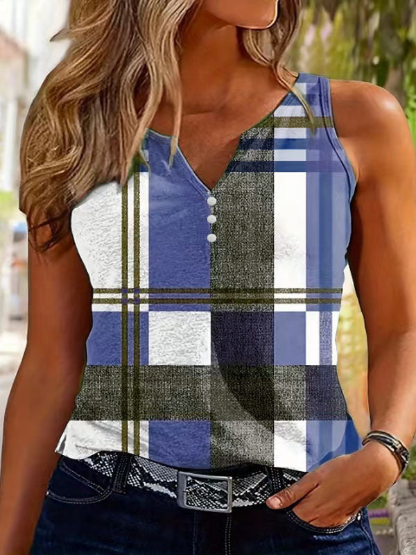 Checkered Color Block Tank