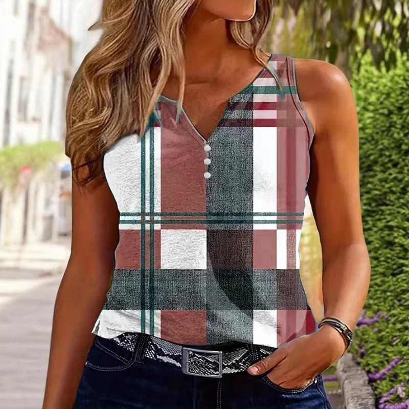 Checkered Color Block Tank