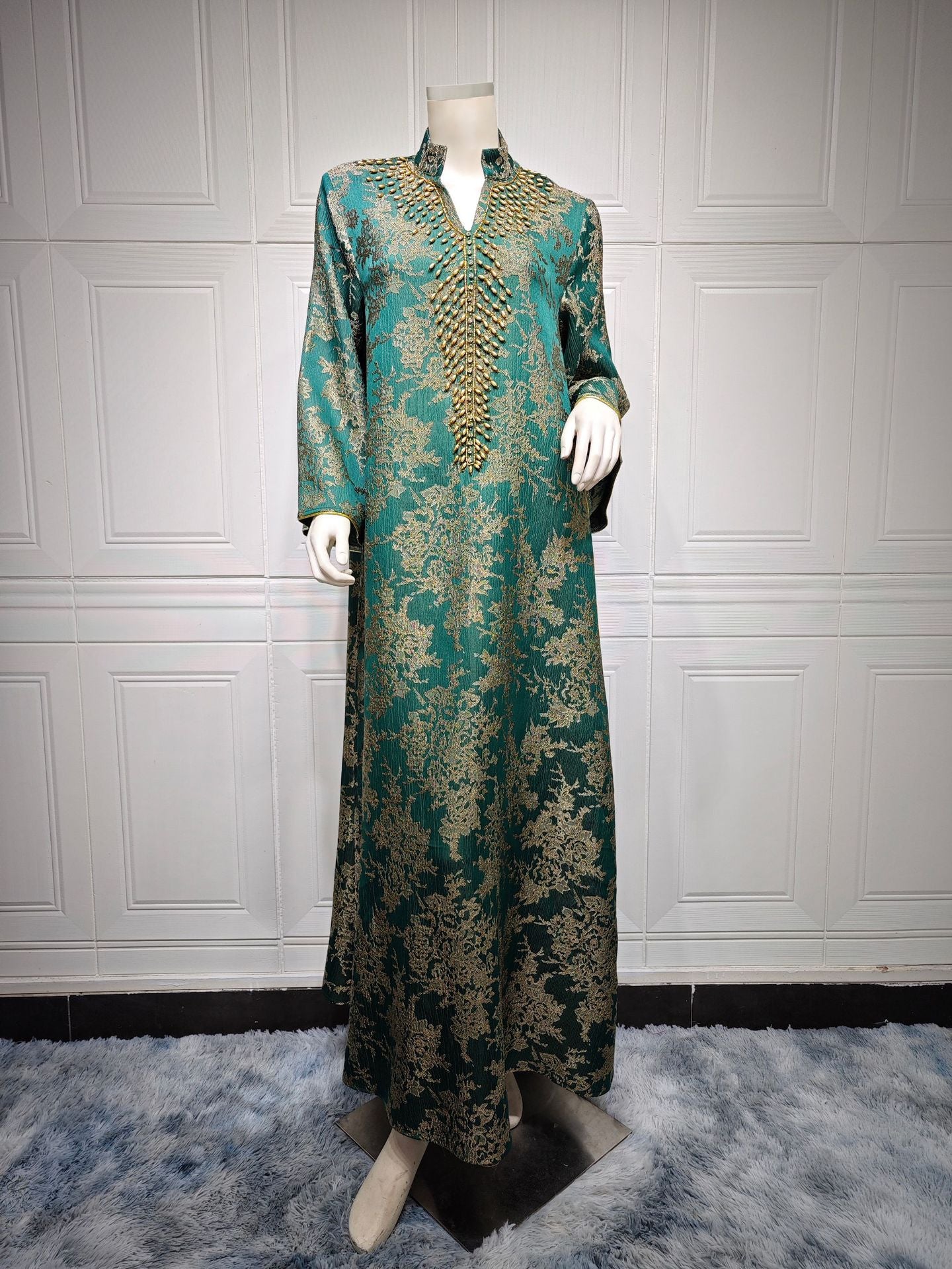 Embroidered Kaftan Maxi Dress