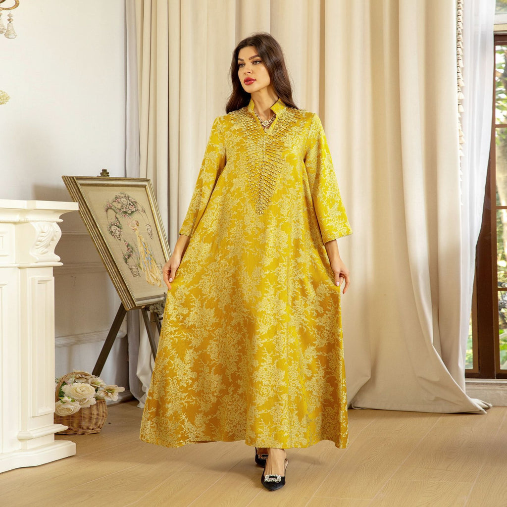 Embroidered Kaftan Maxi Dress