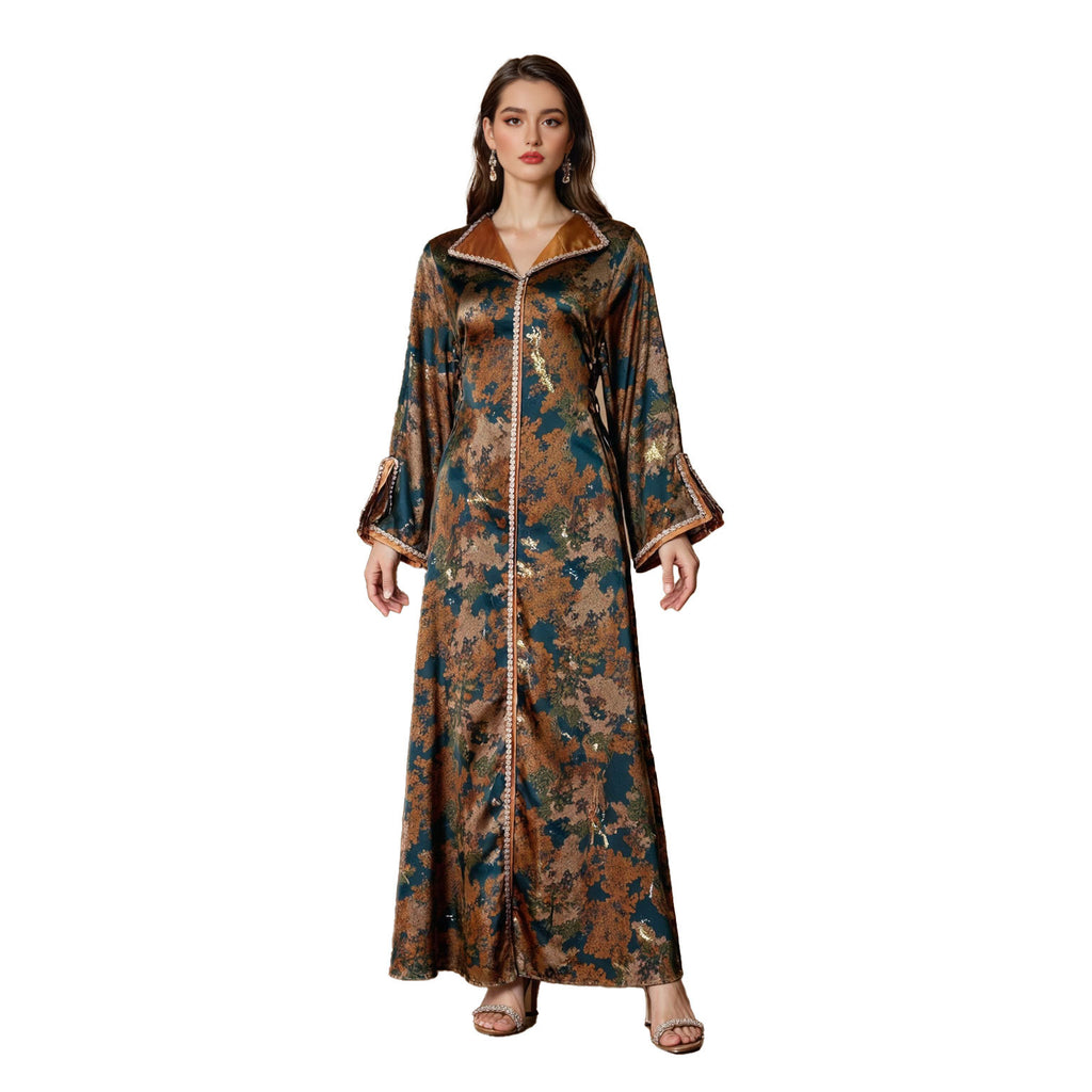 Beaded Print Maxi Dress