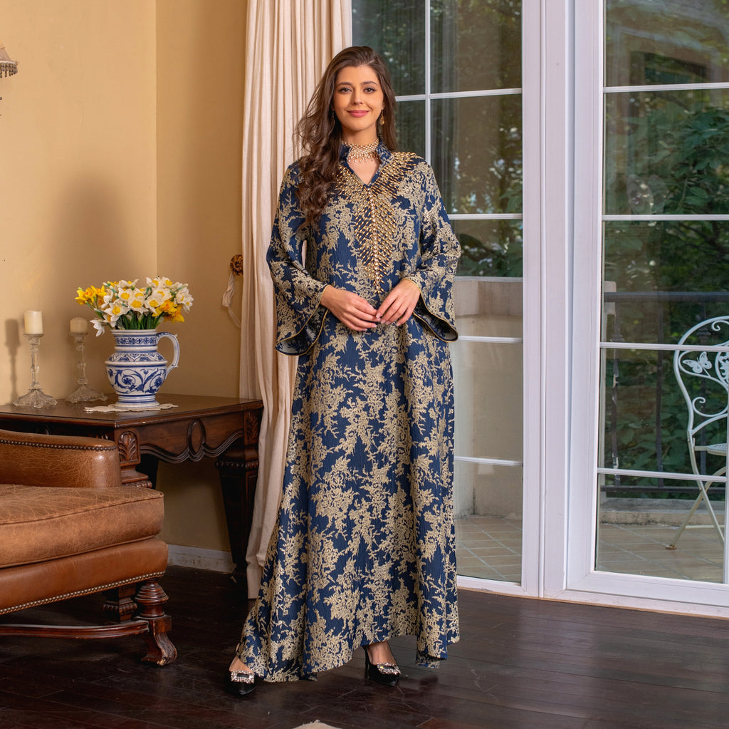 Embroidered Kaftan Maxi Dress