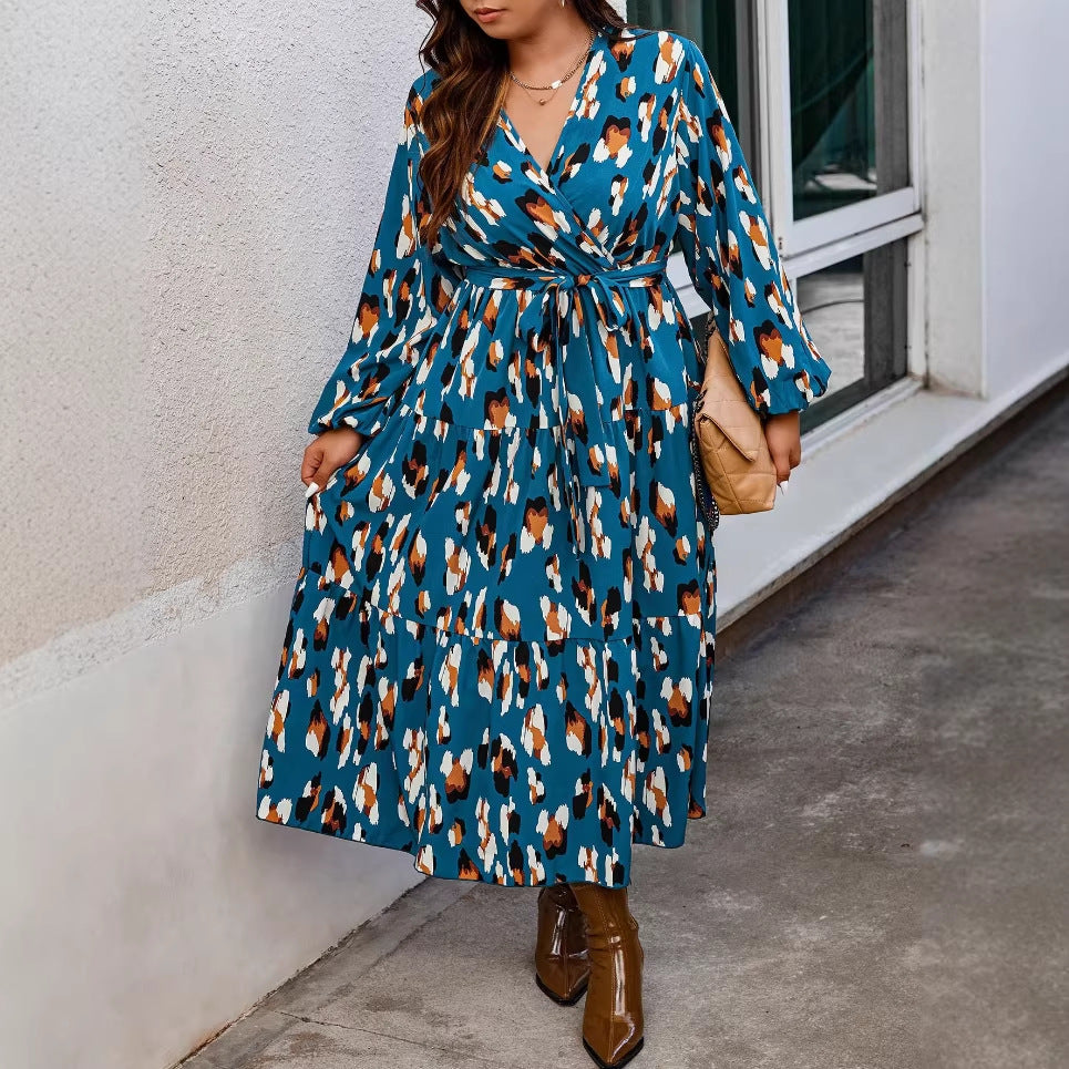 Printed V-Neck Maxi Dress
