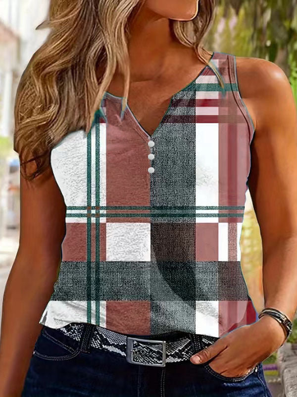 Checkered Color Block Tank