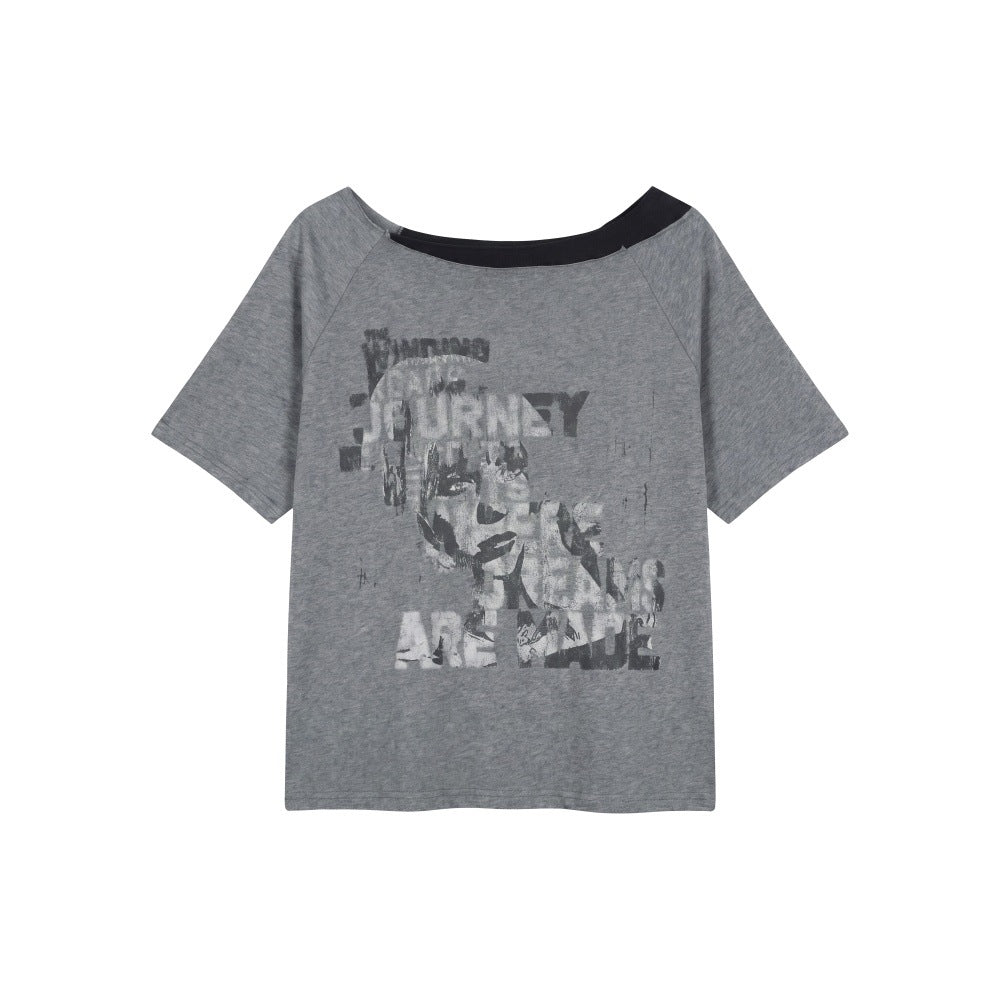 Women's Letter Print Loose-Fit T-Shirt