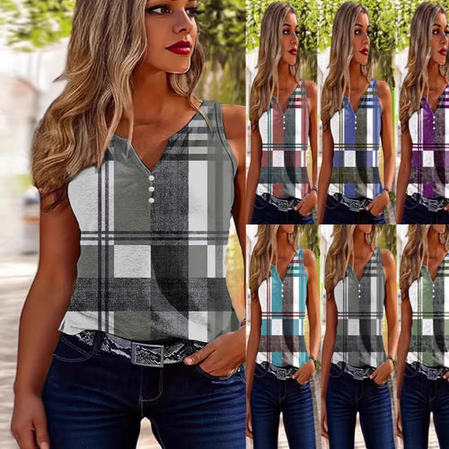 Checkered Color Block Tank