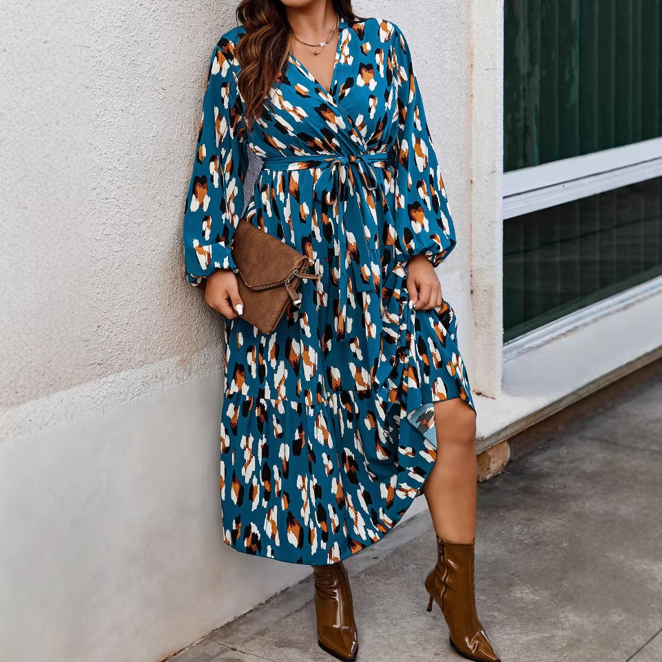 Printed V-Neck Maxi Dress