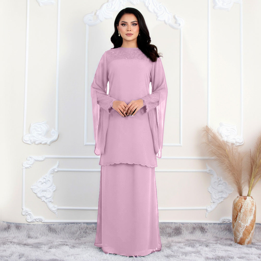 Lace & Chiffon Two-Piece Set