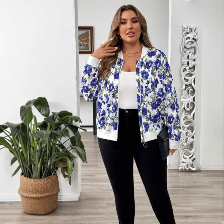 Floral Print Zip Jacket