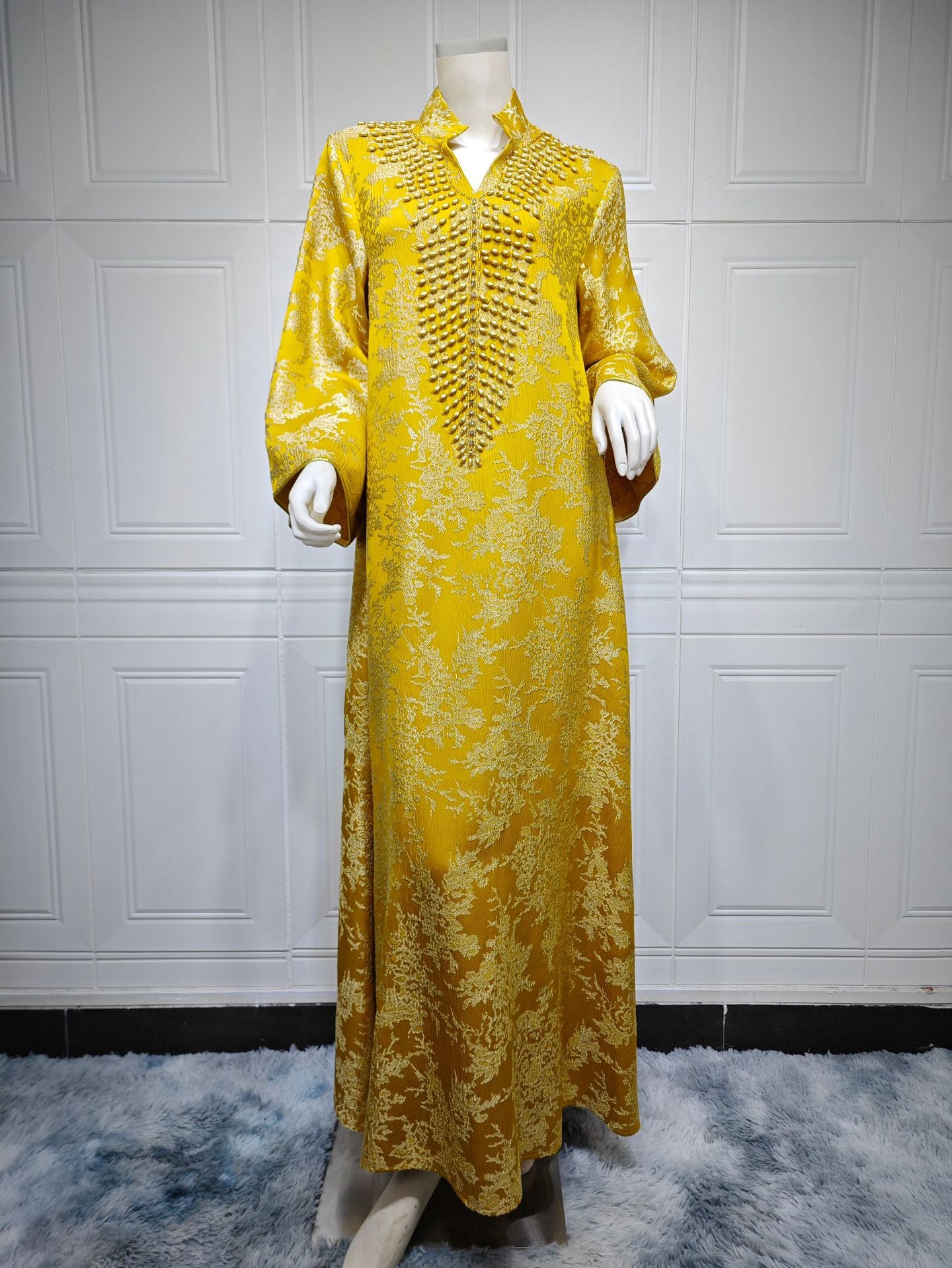 Embroidered Kaftan Maxi Dress