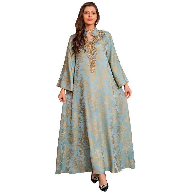 Embroidered Kaftan Maxi Dress