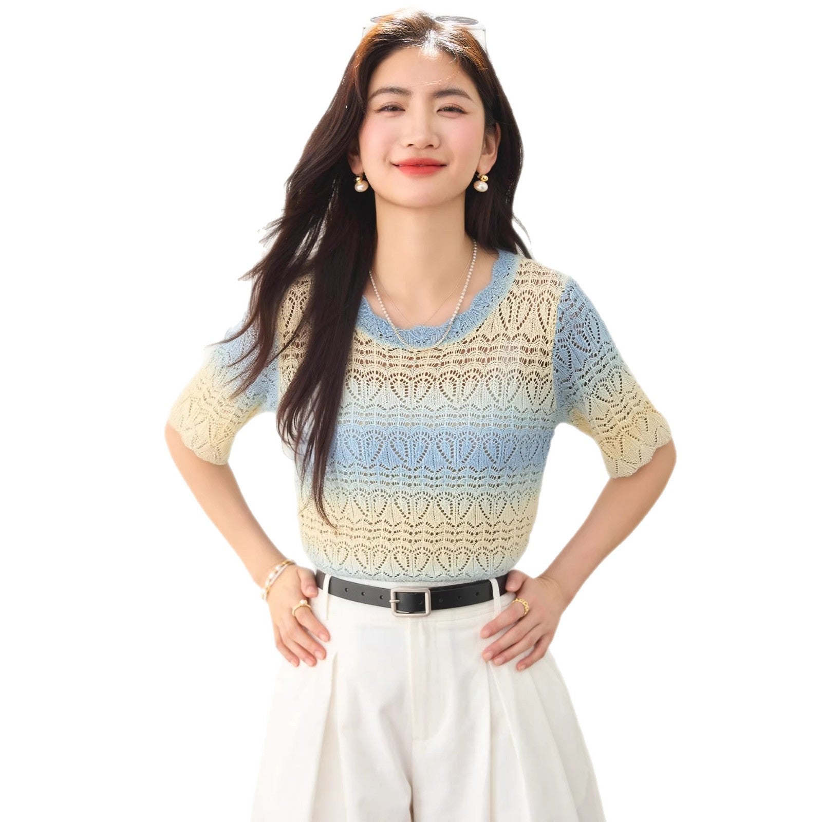 Casual Office Fashion Simple Elegant Slim-Fitting  Women's Top