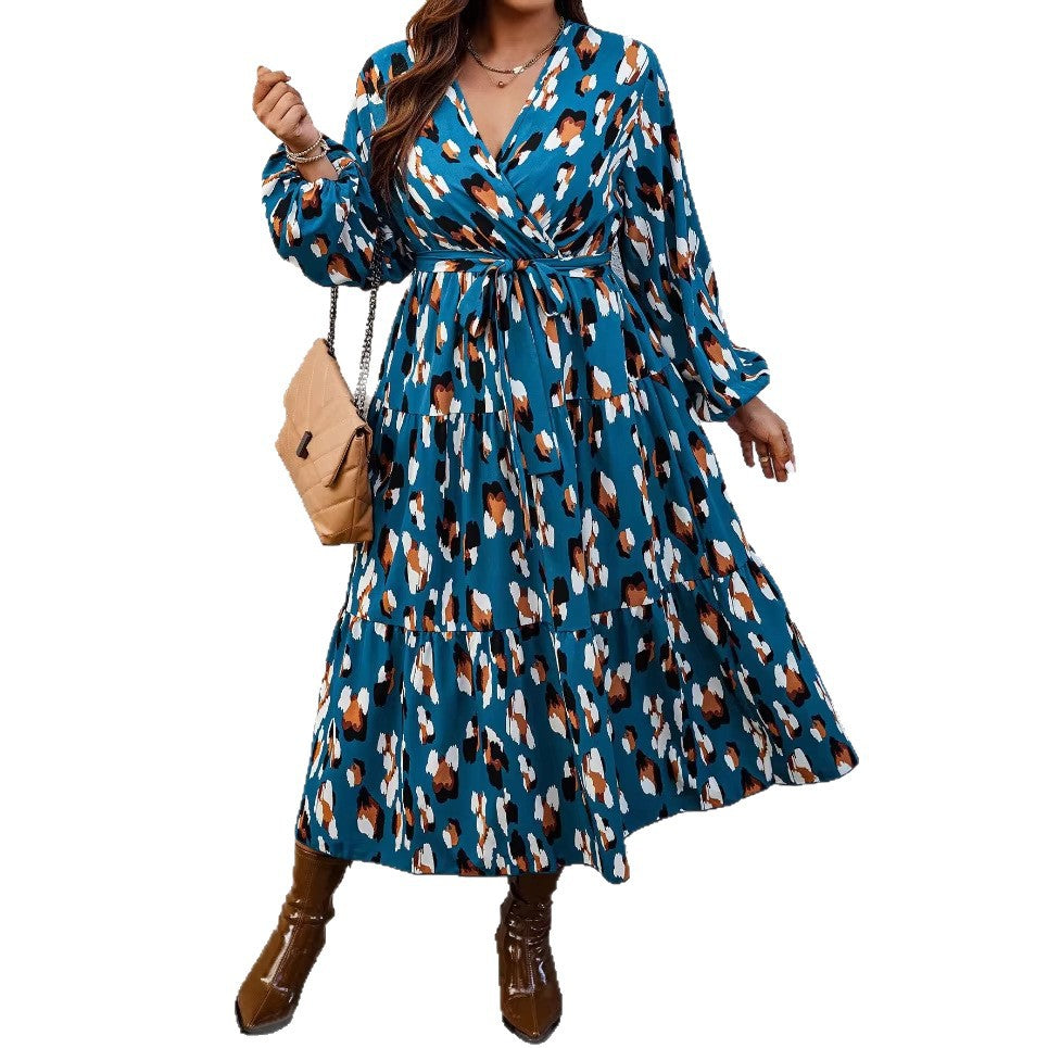 Printed V-Neck Maxi Dress