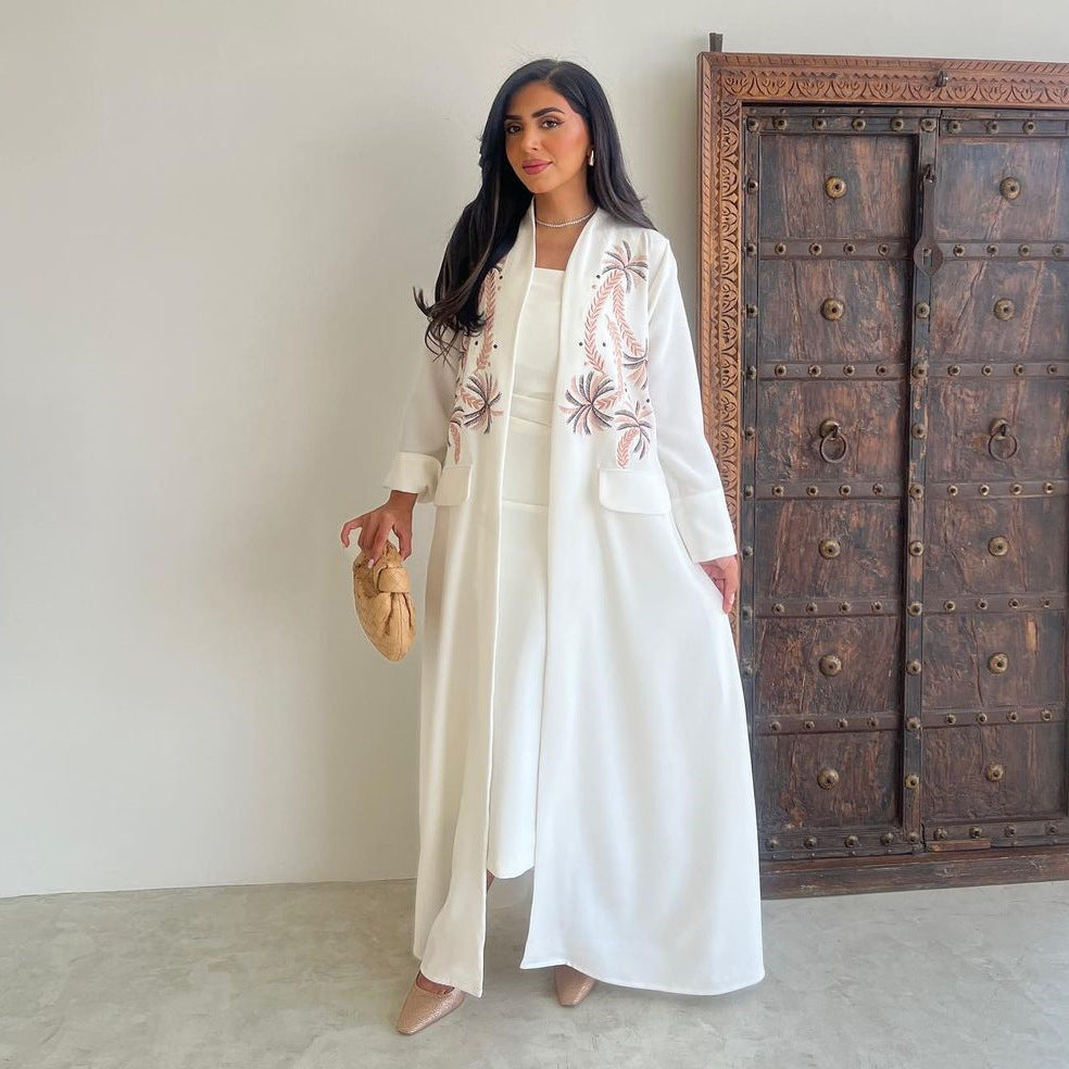 Embroidered Long Cardigan