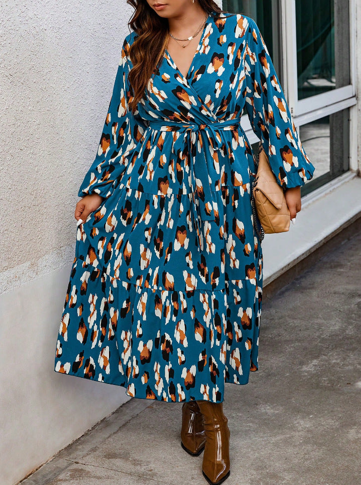 Printed V-Neck Maxi Dress