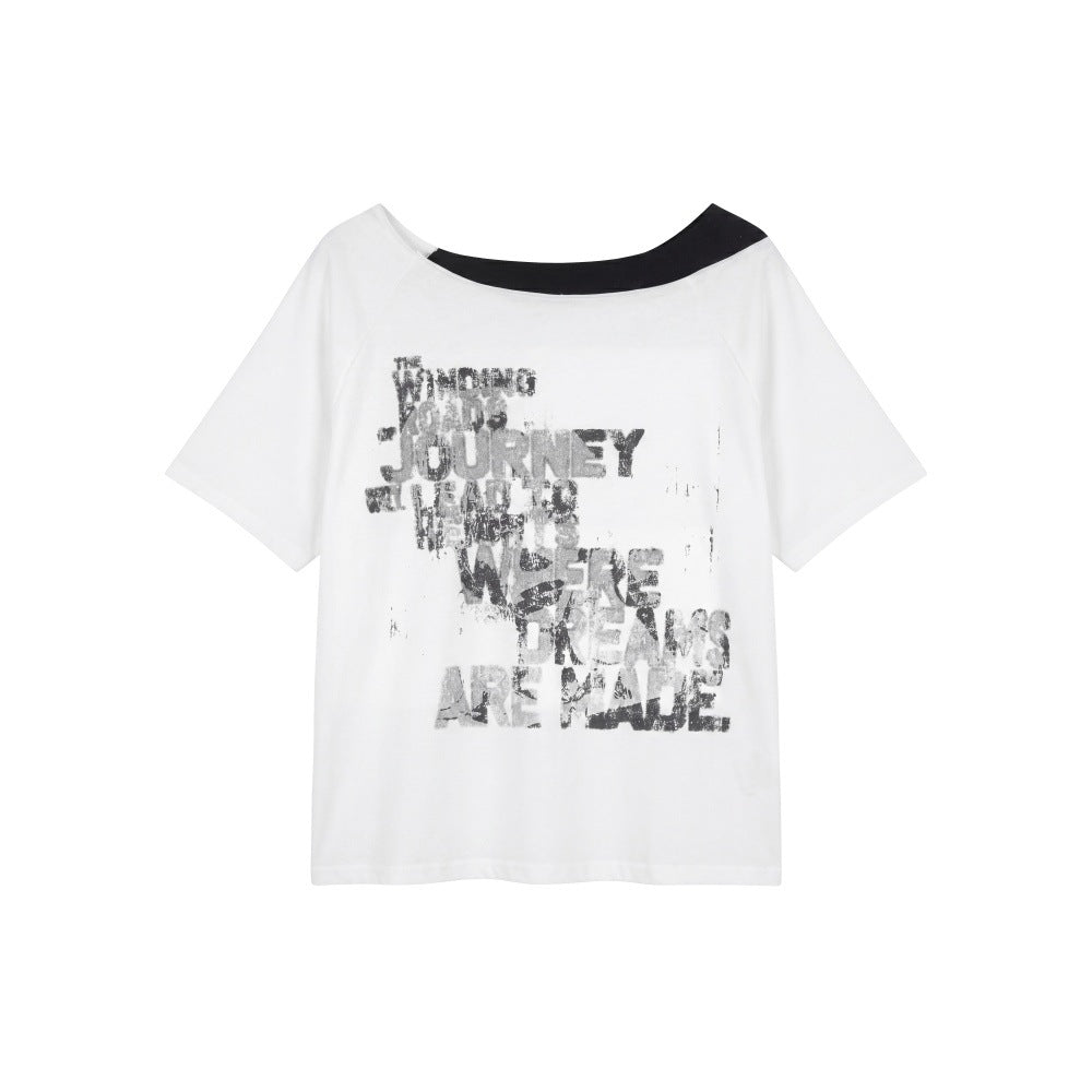 Women's Letter Print Loose-Fit T-Shirt