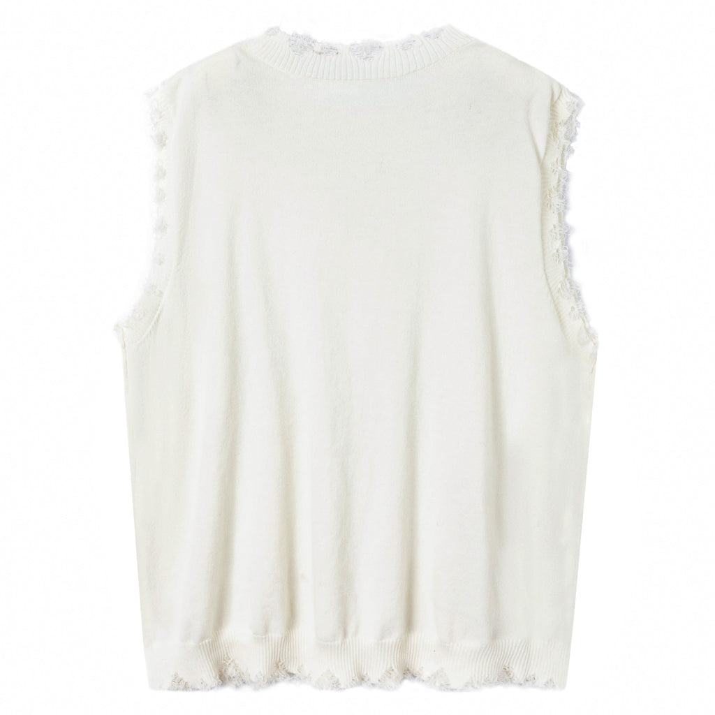 Distressed Frayed Vest
